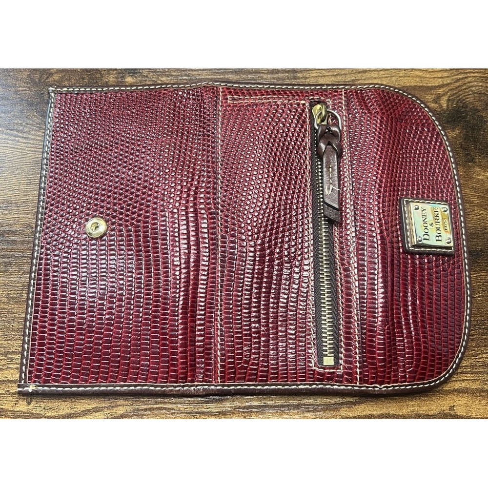 Dooney & Bourke Lg Barlow Embossed Red Lizard Leather Purse Bag Satchel & Wallet - Picture 7 of 16